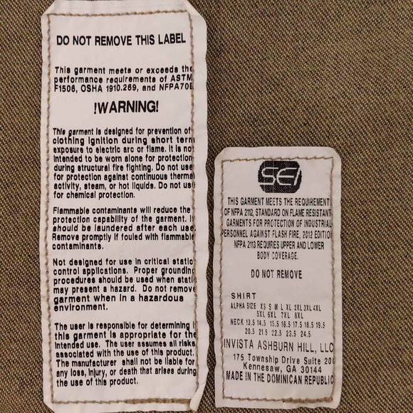 PGE Flame Resistant Work Uniform Shirt Collared Long Sleeve FRMC Khaki Men's XL - Picture 6 of 6